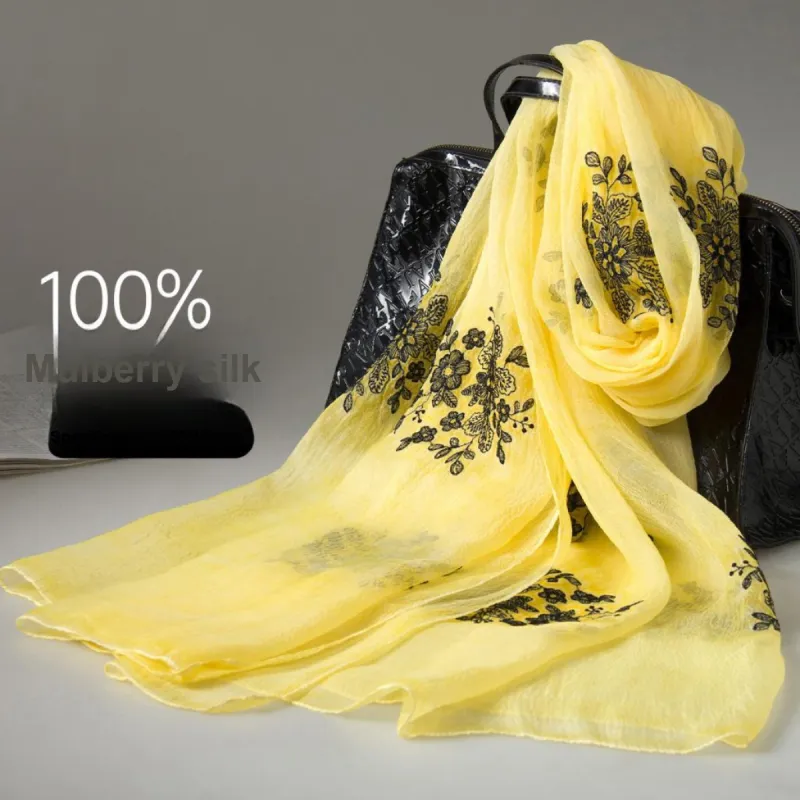 Red Bean 100% Mulberry Silk Scarves Women's-4