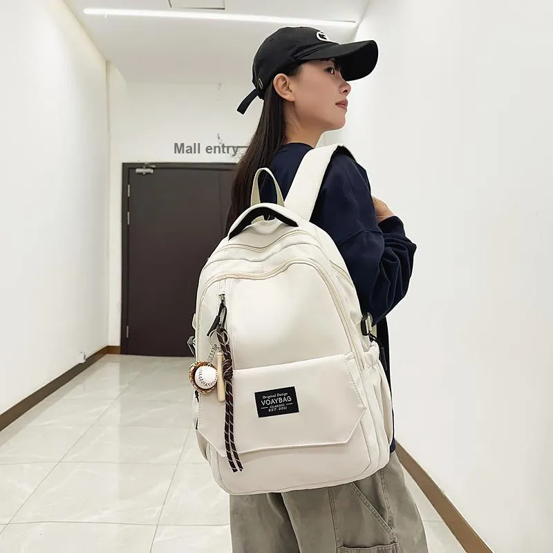 BUBM Nylon Backpack Unisex Black/White/Red/Blue/Khaki-5