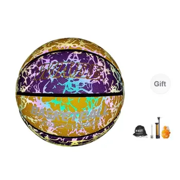 WADE PU Basketball Laser Yellow Purple Dual Tone Size 7 Ball Reflective Unisex