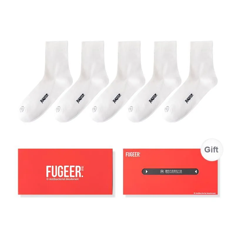 FUGEER Mid Calf Socks Men's Box 5 Pack-14