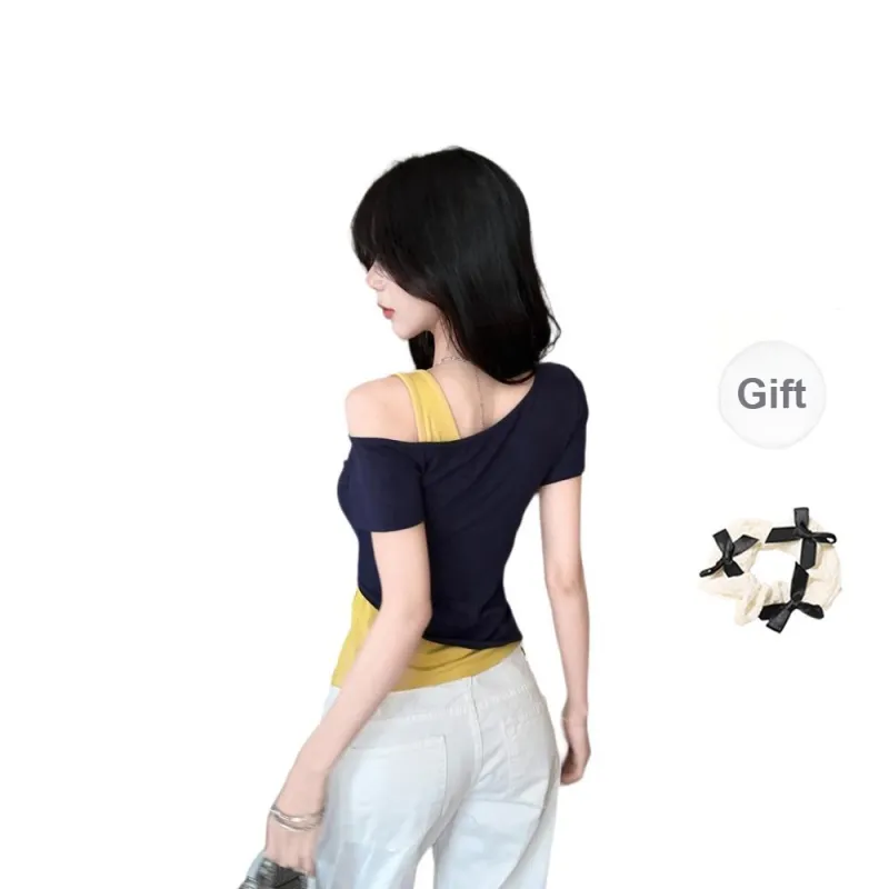 TORIGHT T Shirts Women's Image Color+Bowknot Hair Tie Comes With-1