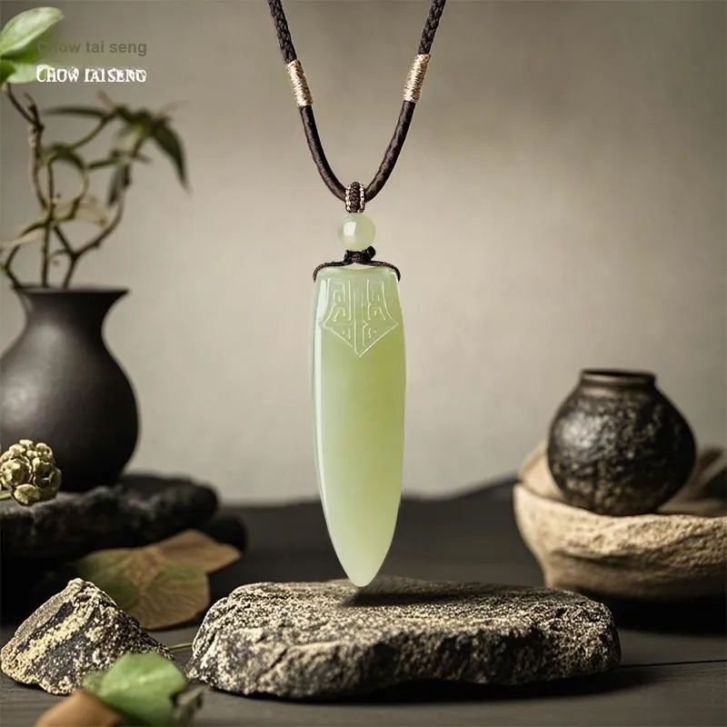 CHOW TAI SENG Hetian Jade Pendants Green Jade Unisex-5