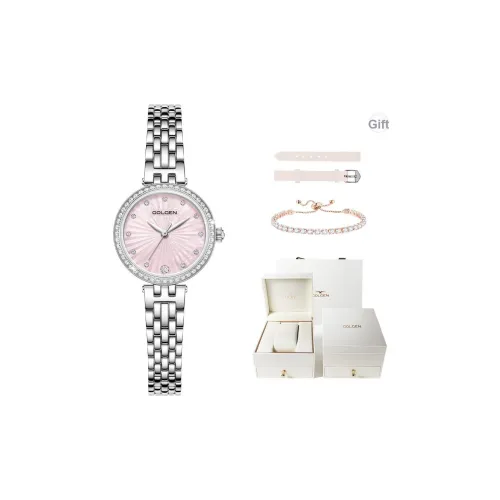 GOLGEN Кварцевый механизм нержавеющая сталь ремешок женские часы жемчужная раковина цвет циферблат часов