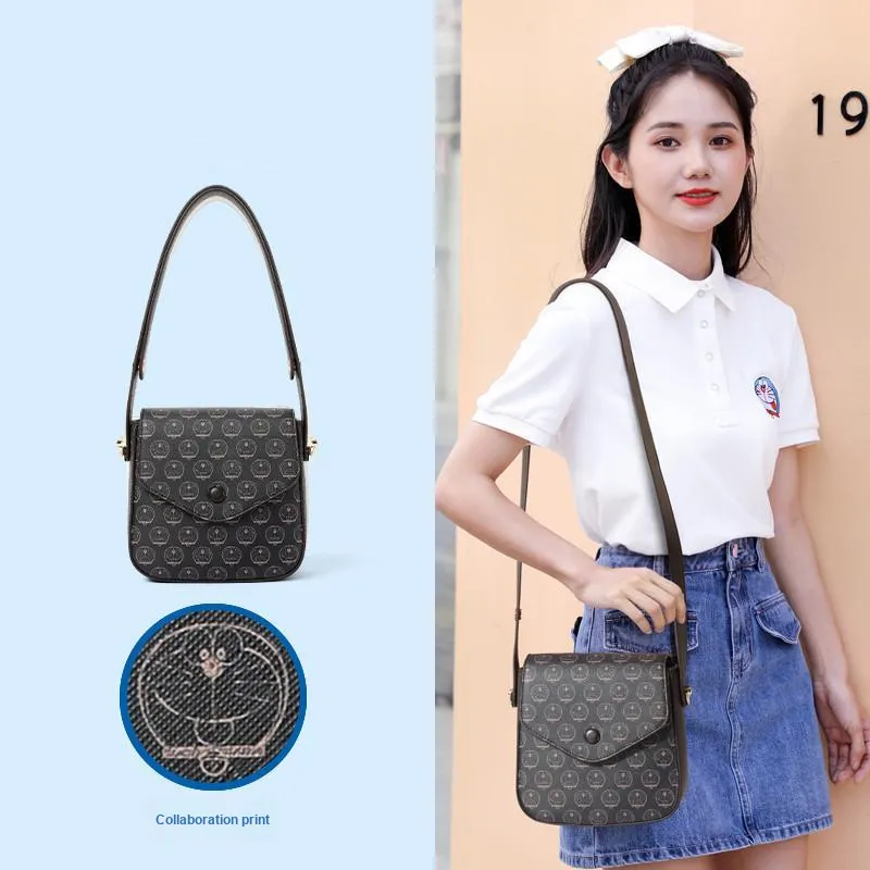 OTA Doraemon/Doraemon, Collaboration PU Crossbody Bag, Shoulder Bag Women's Brown/Black/Ecru-1