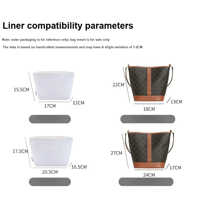 BagINBAG Celine Bucket Bag Collection DuPont Paper Bag Modified Bag Insert Women's White-5