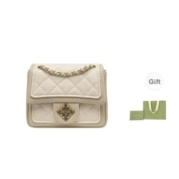 VANESSA HOGAN Cow Leather Chain Bag Shoulder Bag Crossbody Bag Women's Apricot White