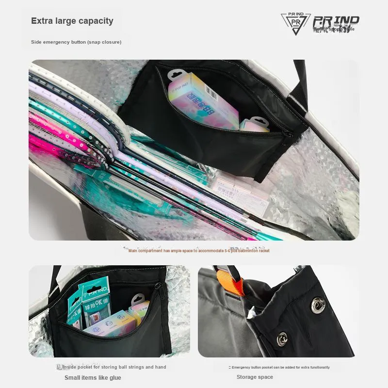 P.R IND Badminton Racket Bags 5 6 Pcs Multipurpose Strap Agate Black Unisex-6