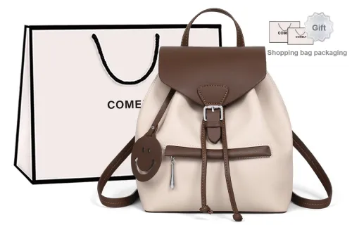 COMELY Backpacks Coffee With White