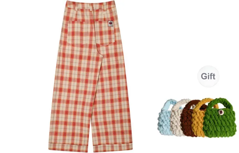 Madgood Casual Pants Unisex Orange Plaid-1
