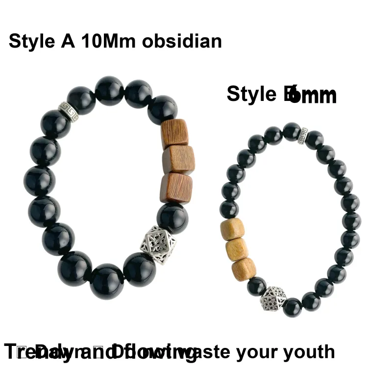SHIYI N CIFANG Obsidian Bracelets Unisex-2