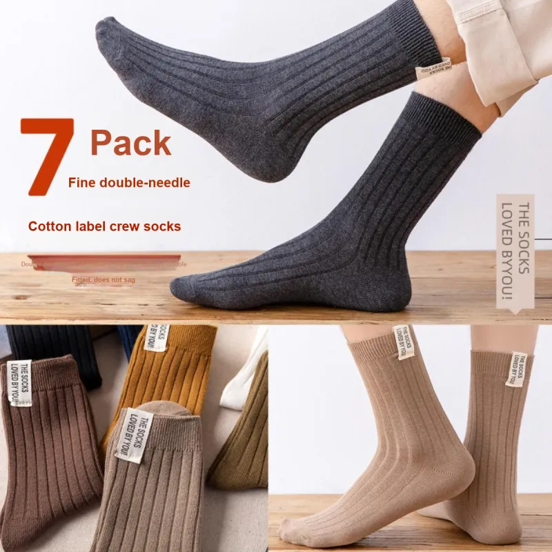 NANJIREN Mid-Calf Socks Men's Mixed Color 7 Pack-2