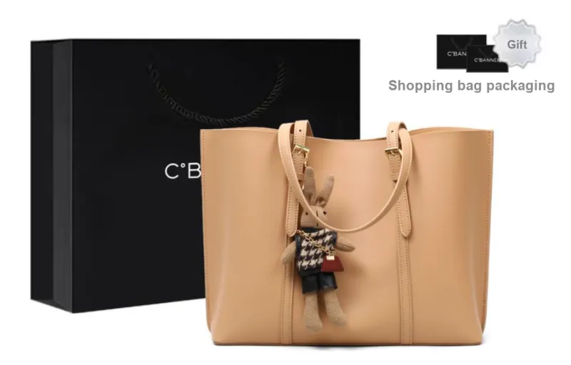 C°BANNER Cow Leather With Synthetic Leather Tote Bag, Shopping Bag, Shoulder Bag Women's Smoke Gray-4