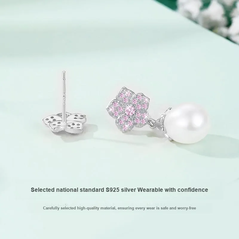 R Z Y S925 Silver Stud Earrings Women's-3