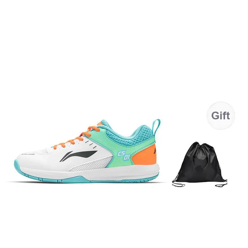 LiNing Feather Rocket Shoe 1.0 Abrasion Resistant, Breathable, Lightweight Low Top Badminton Shoes Unisex White Green-6