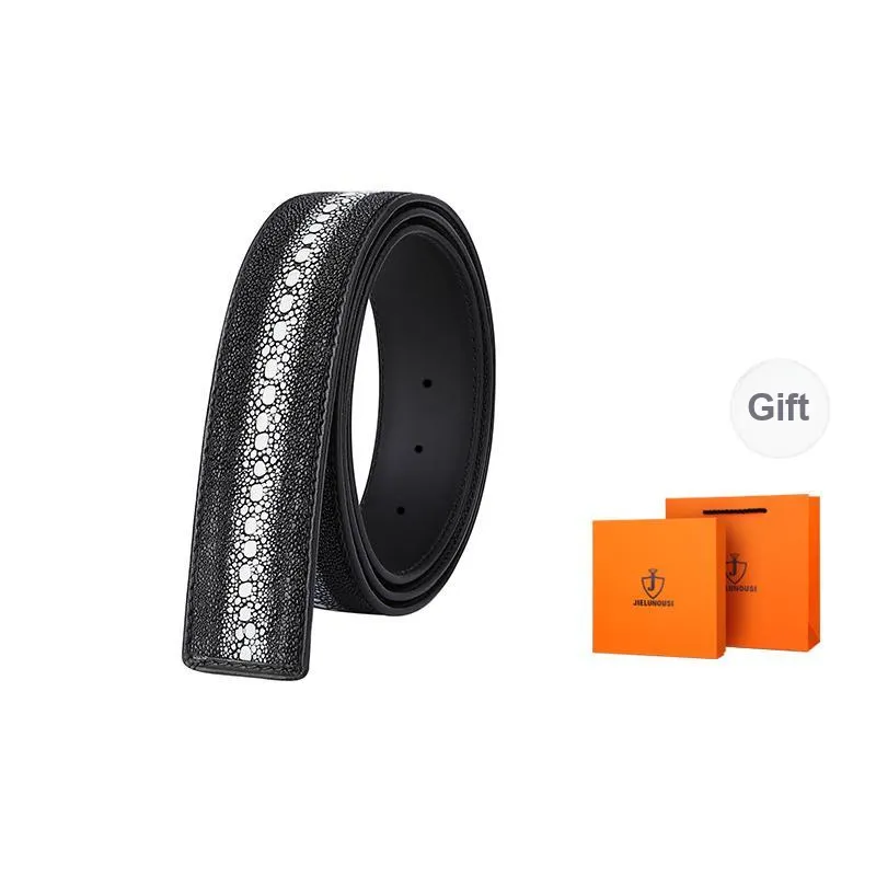 Jaylen Oos Compatible With Smooth Buckle Automatic Buckle Galuchat Leather Headless Belt Men's-6