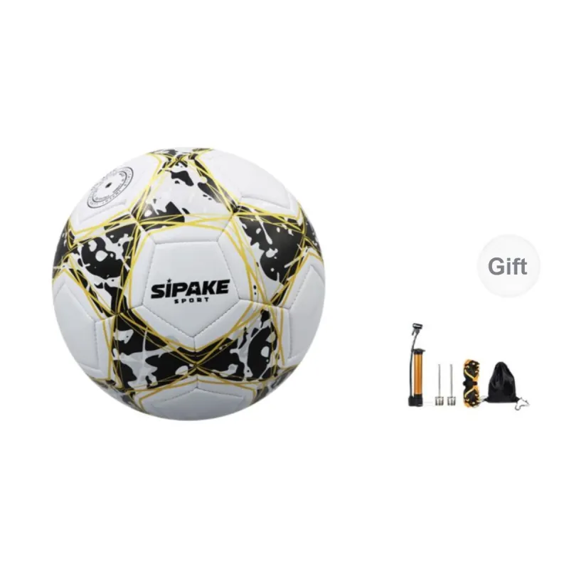 SIPAKESPORT Size 4 5 Size Soccer PVC Machine Stitched Soccer Ball Unisex Black Gold-1