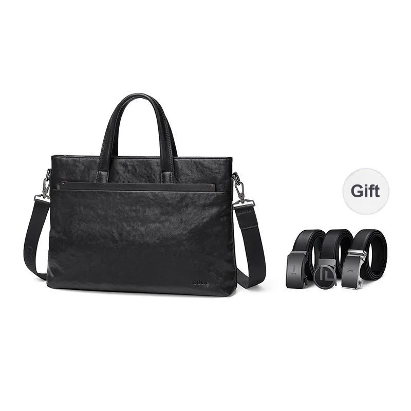 GOLF Cow Leather With Synthetic Leather Genuine Leather Briefcase Regular Men's Black-0