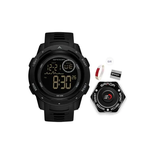 Sanda Electronic Механизм TPU Ремешок Часы Мужские Черный Циферблат