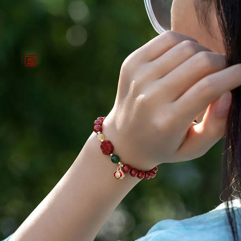 WUMZK Reconstructed Cinnabar Bracelets Unisex-4