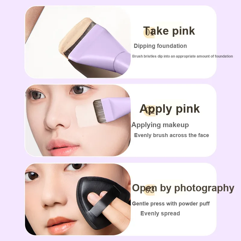 Gentle Welcome Slides Foundation Brush Powder Puff Make up Tools Two Piece Set-1