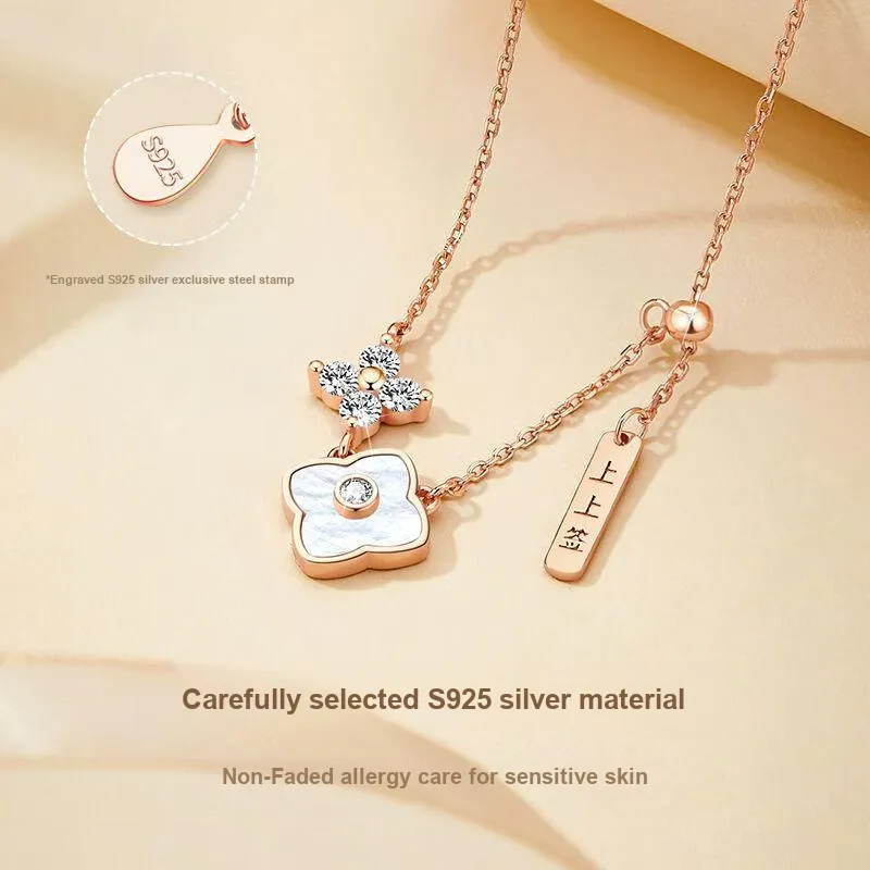CLARKIA FLOWER S925 Silver Necklaces Women's-2