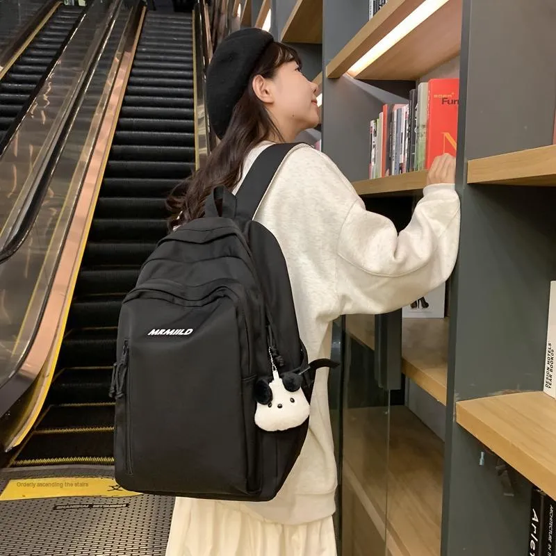 Travel Nylon Backpack Regular Unisex Black/White/Yellow/Pink/Blue-5