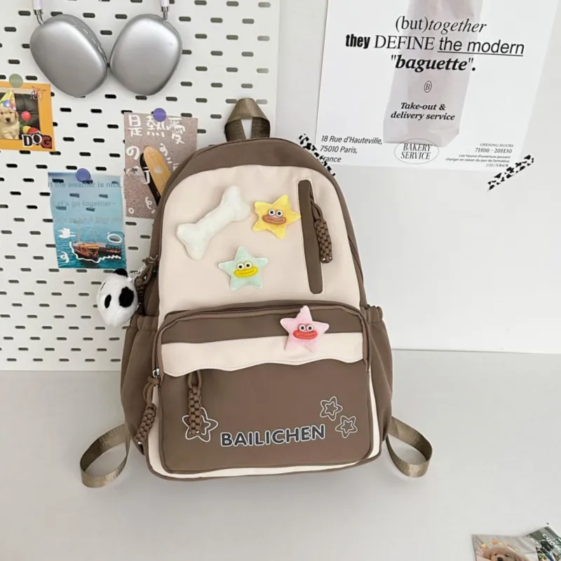 URBAN FOREST Nylon Backpack Unisex Pink/Violet/Khaki/Cyan/Lake Blue/Black-14
