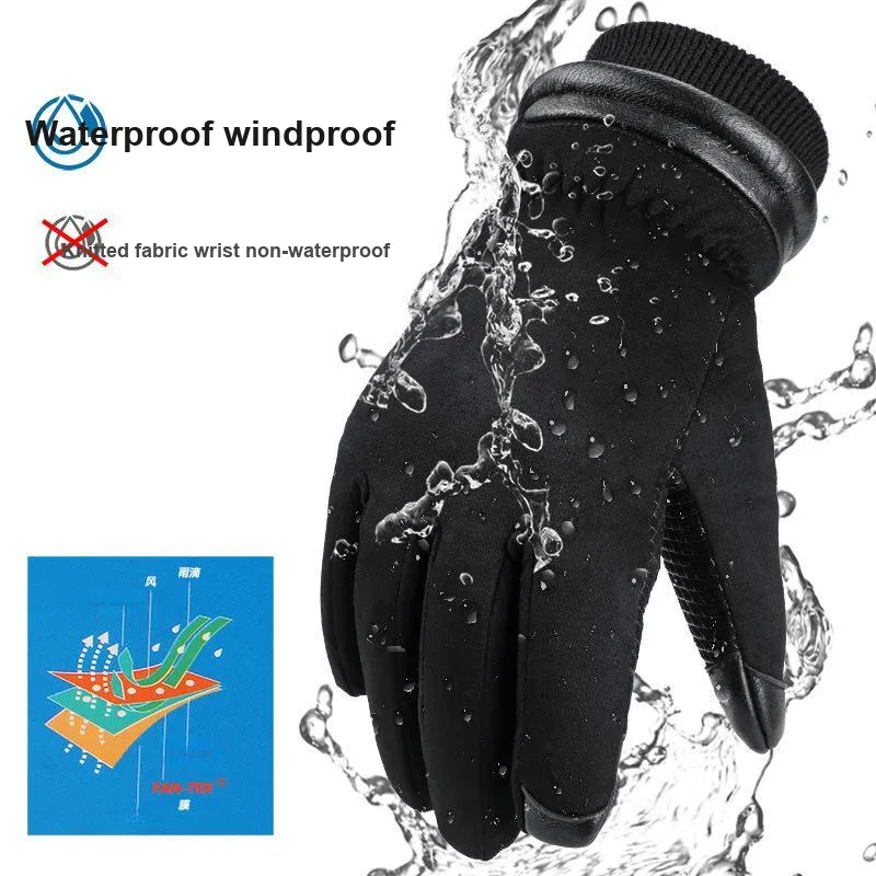 TANLU Riding Equipment Glove Outdoor Unisex Artificial Leather Black-2