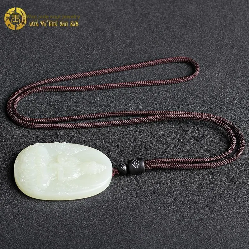 WANYUHUN Hetian Jade Pendants White Jade Unisex-4
