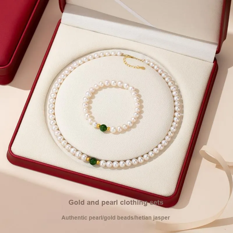 QLADY Pearl Gold Necklace Women's-14