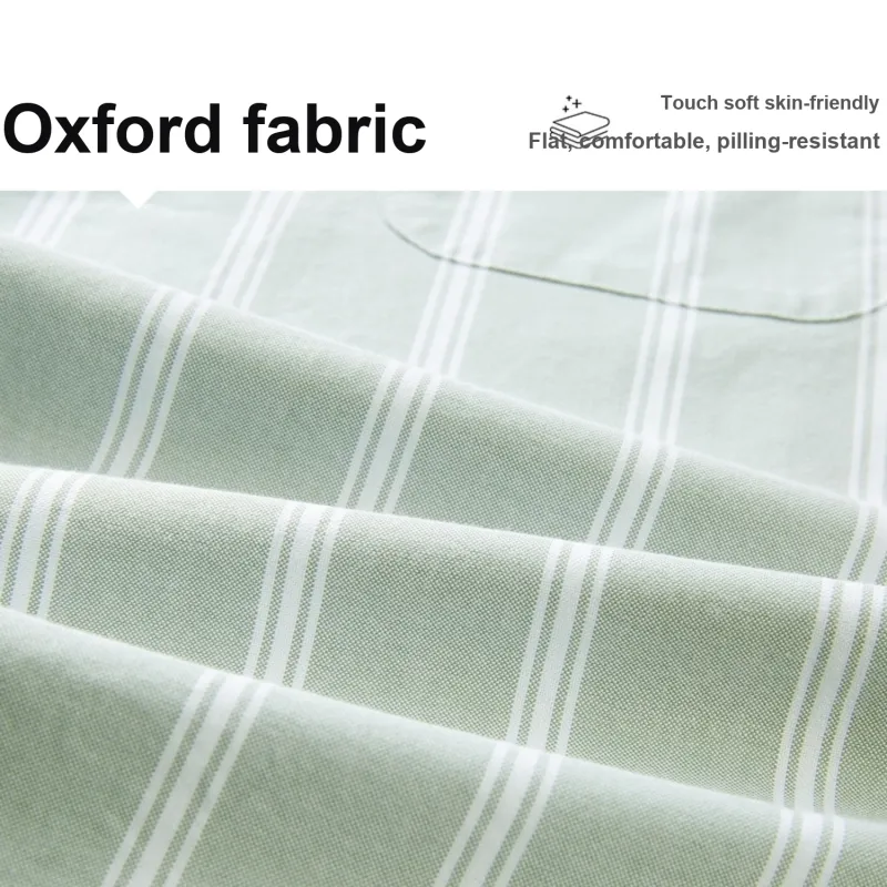 HLA Shirts Men Oxford Green Gray Stripes 09-2