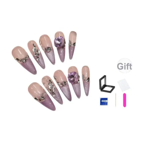 XNTX Кошачий глаз Премиум Осветляющий Бабочка False Nail Овал Розовые оттенки Градиентный Сияние