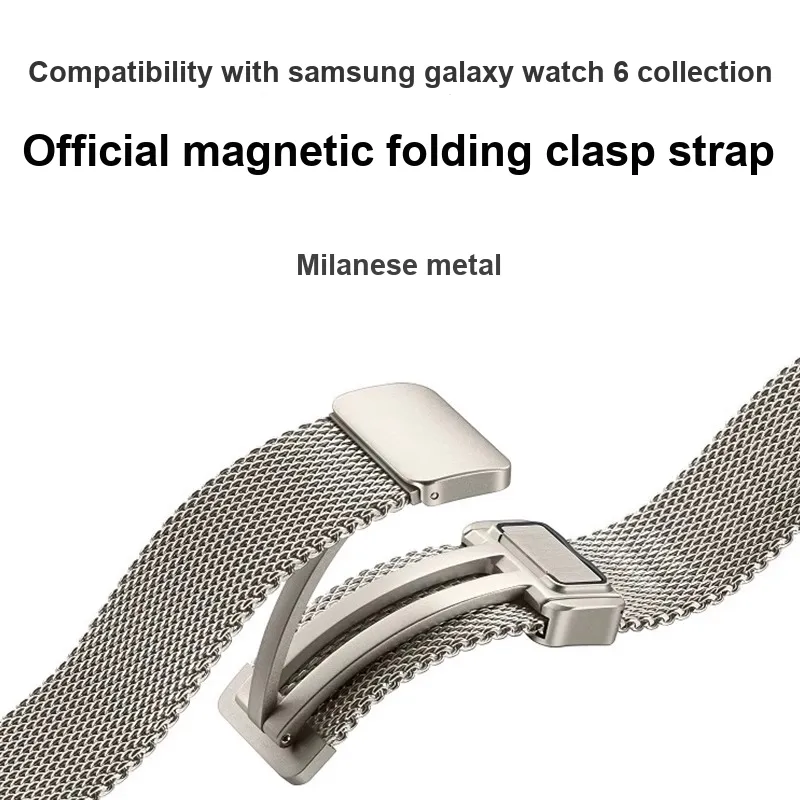 FZRT Watch Bands Metal Stainless Steel Beige Blue Magnetic Buckle Strap Unisex-1