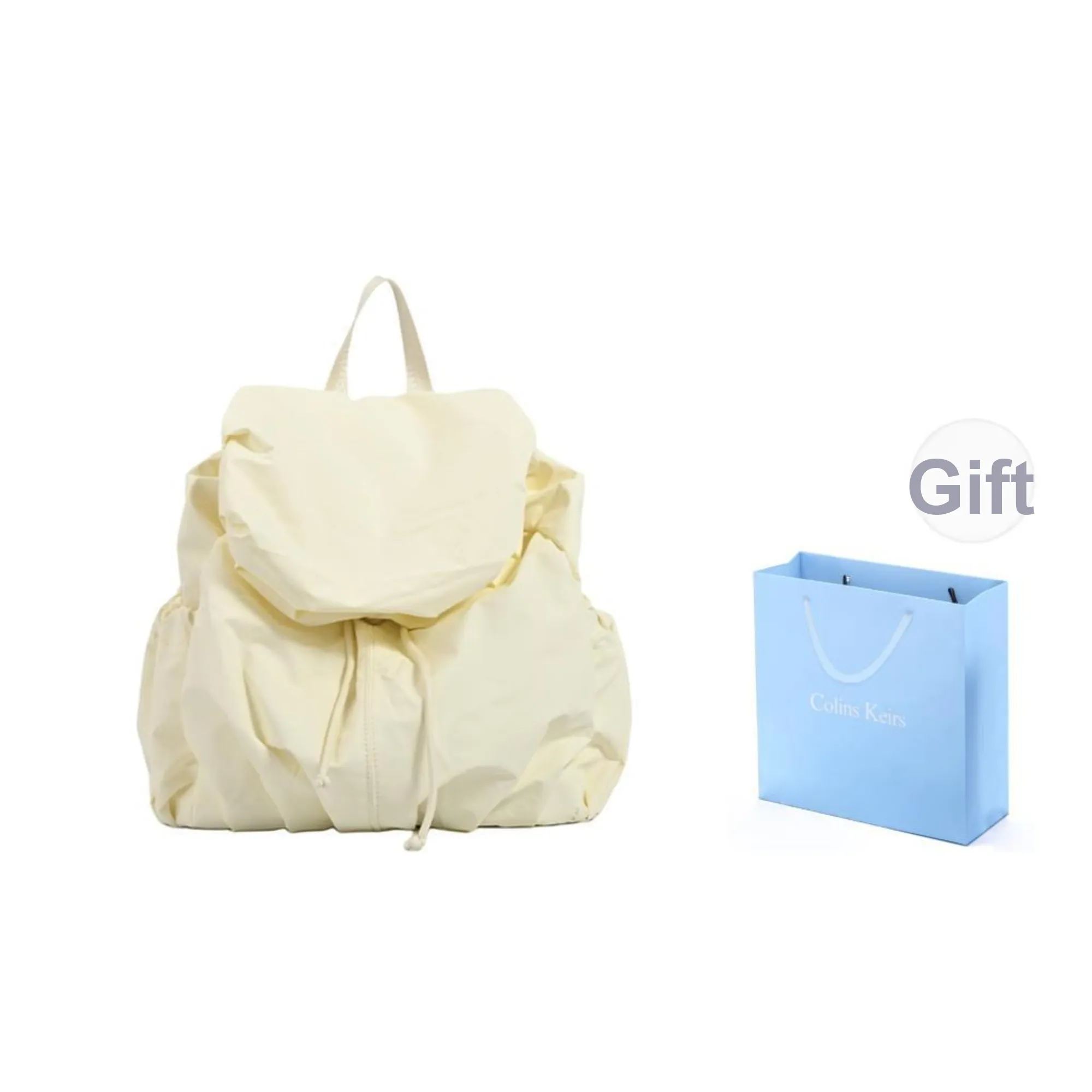 COLINS KEIRS Nylon Fabric Refreshing University Student Schooling Cute Backpack Women's Ecru