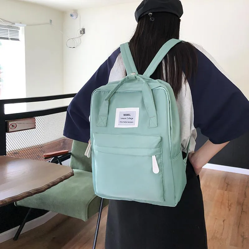 GEERDUN Nylon Backpack Regular Unisex Gray Pink/White Green/Black/Green/Pink-8