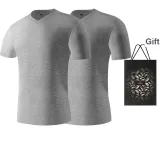 V-Neck 2 Pack (Heather Gray+Heather Gray) 2 Pcs, Easy to Wash!