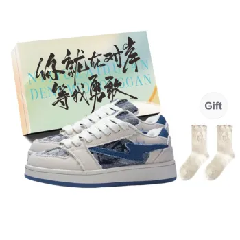 JimiXiong Low Top Skateboard Shoes Women's Denim Blue