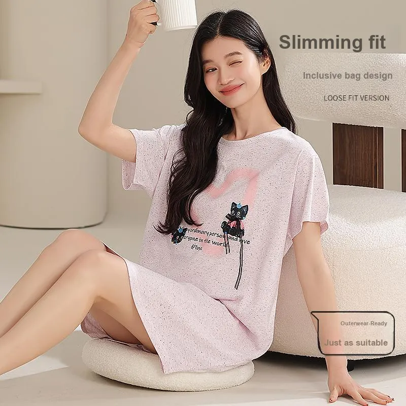 XIAFENYAN Nightgown Women's Light Pink-3