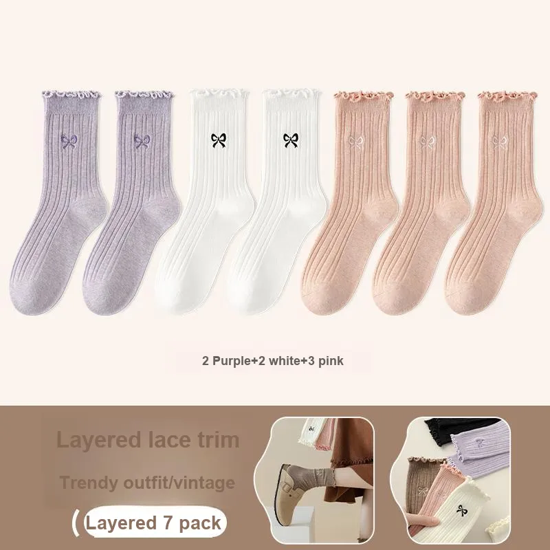 Lan Miao Mid-Calf Socks Women's 7 Pack-12