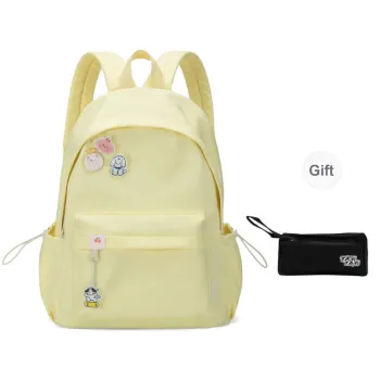 TAKI Nylon Student Commute Large Capacity Versatile Minimalist Style Backpack Unisex Pink/Green/Black/Purple/Custard