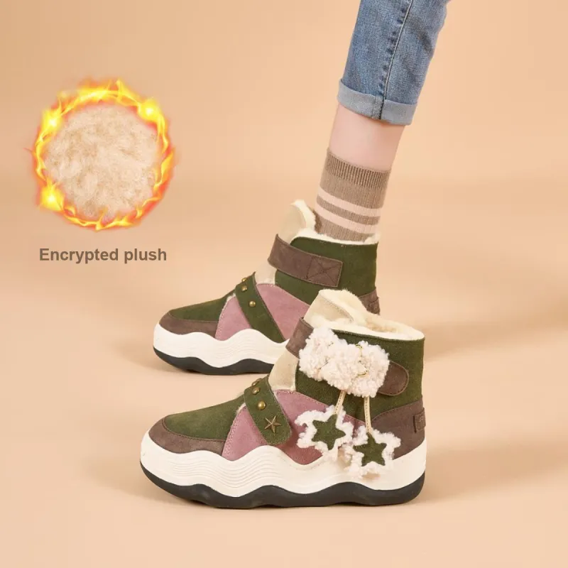 Joy&Mario Thermal Height Increase Short Mid Calf Snow Boots Women's-19