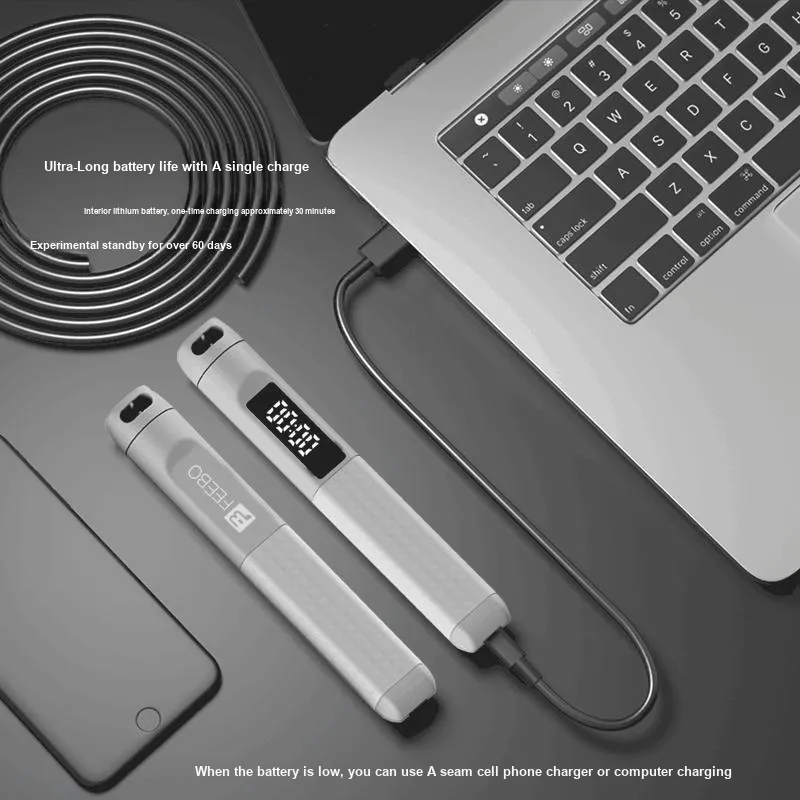 FEEBO x MIJIA Aerobic Fat Reduction Smart Counting Jump Ropes Adults Handle Silicone ABS Plastic, Rope Steel Wire PC 3m-5