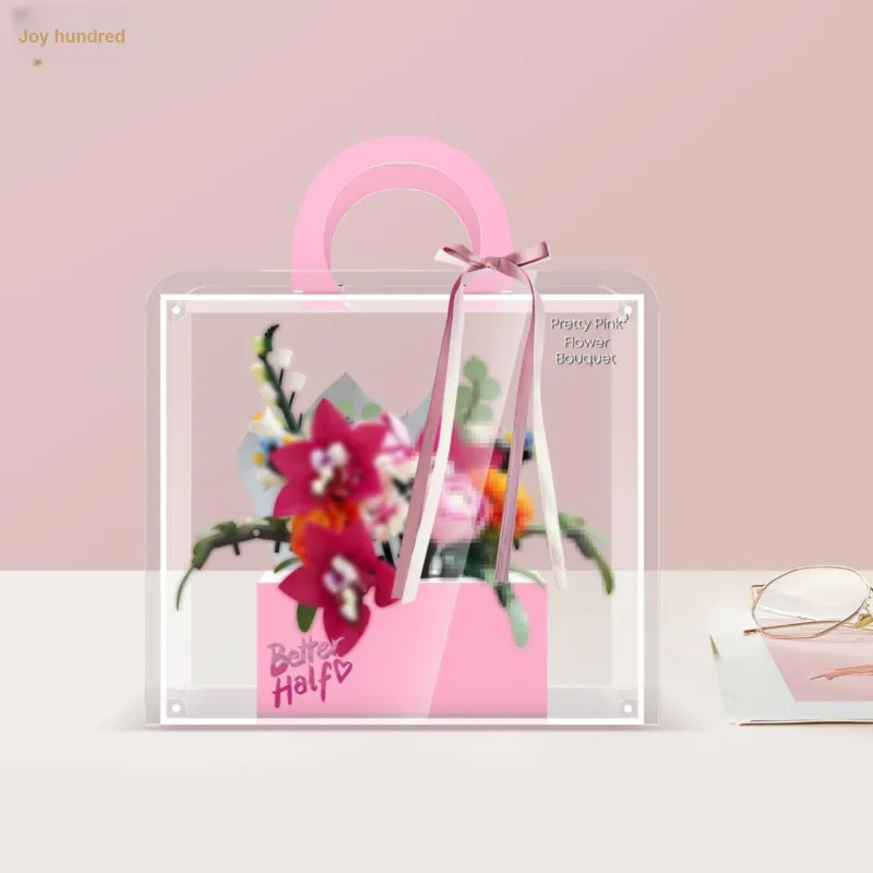 LIGHT YOUR BRICKS Compatibility Building Block 10342 Pink Bouquet Box Building Blocks Display Case Model Accessories-3