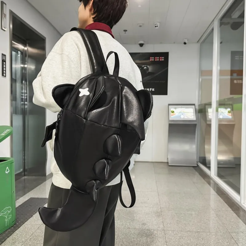 URBAN FOREST PU Backpack Unisex Black/White-2