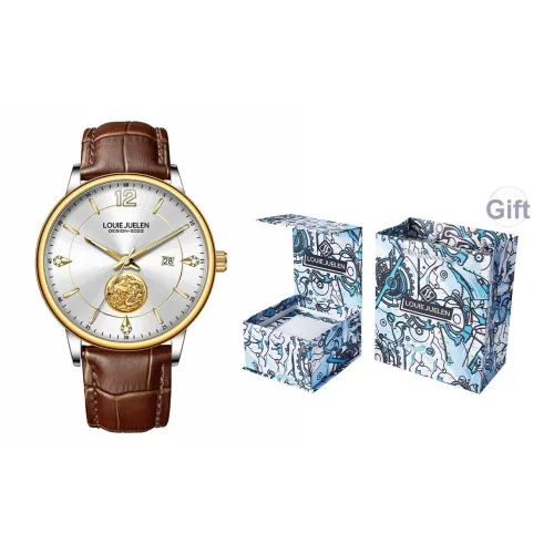 LOUIE JUELEN Dragon Series Кварцевый механизм Естественная кожа Ремешок Часы Мужские Циферблат Белый