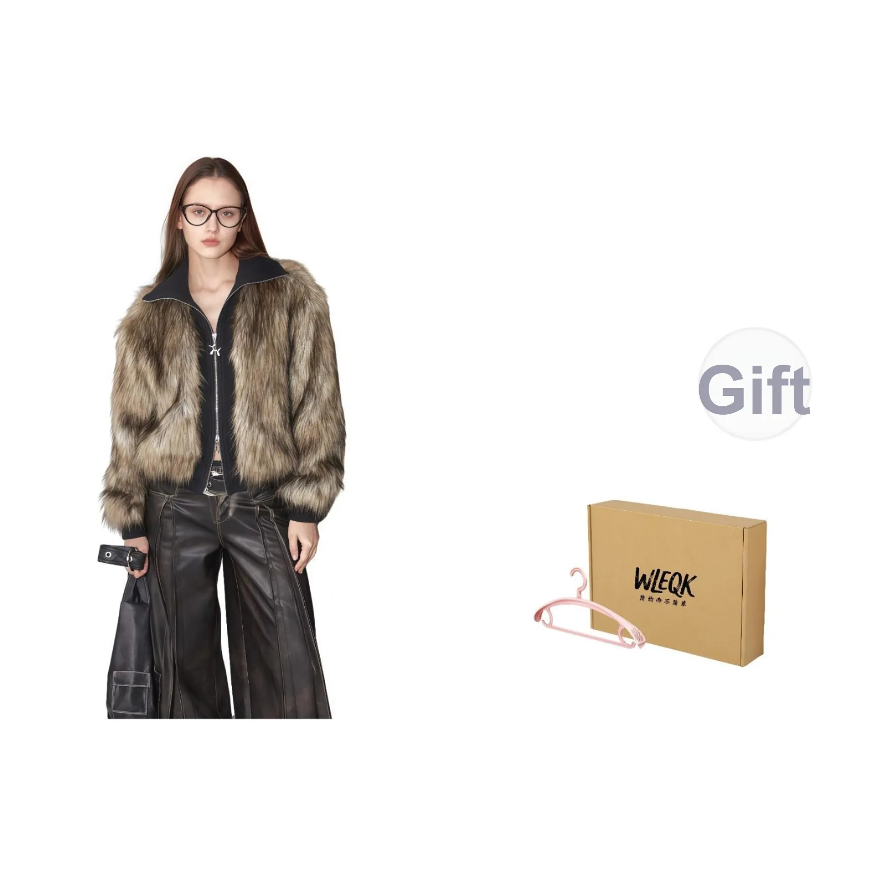 WLEQK Черный Женские Меховые изделия