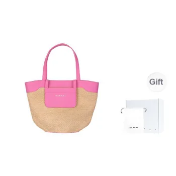 Karkki Top Grain Cow Leather Woven Tote Shopping Bag Women's Handbag Shoulder Bag Women's Pink Pink Lady