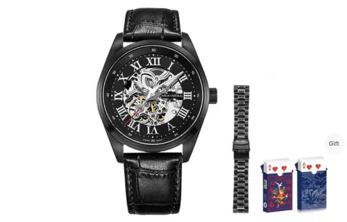 Sea Gull Edge Collection Automatic Mechanical Movement Genuine Leather Strap Watch Men's Watches Cut Out Dial