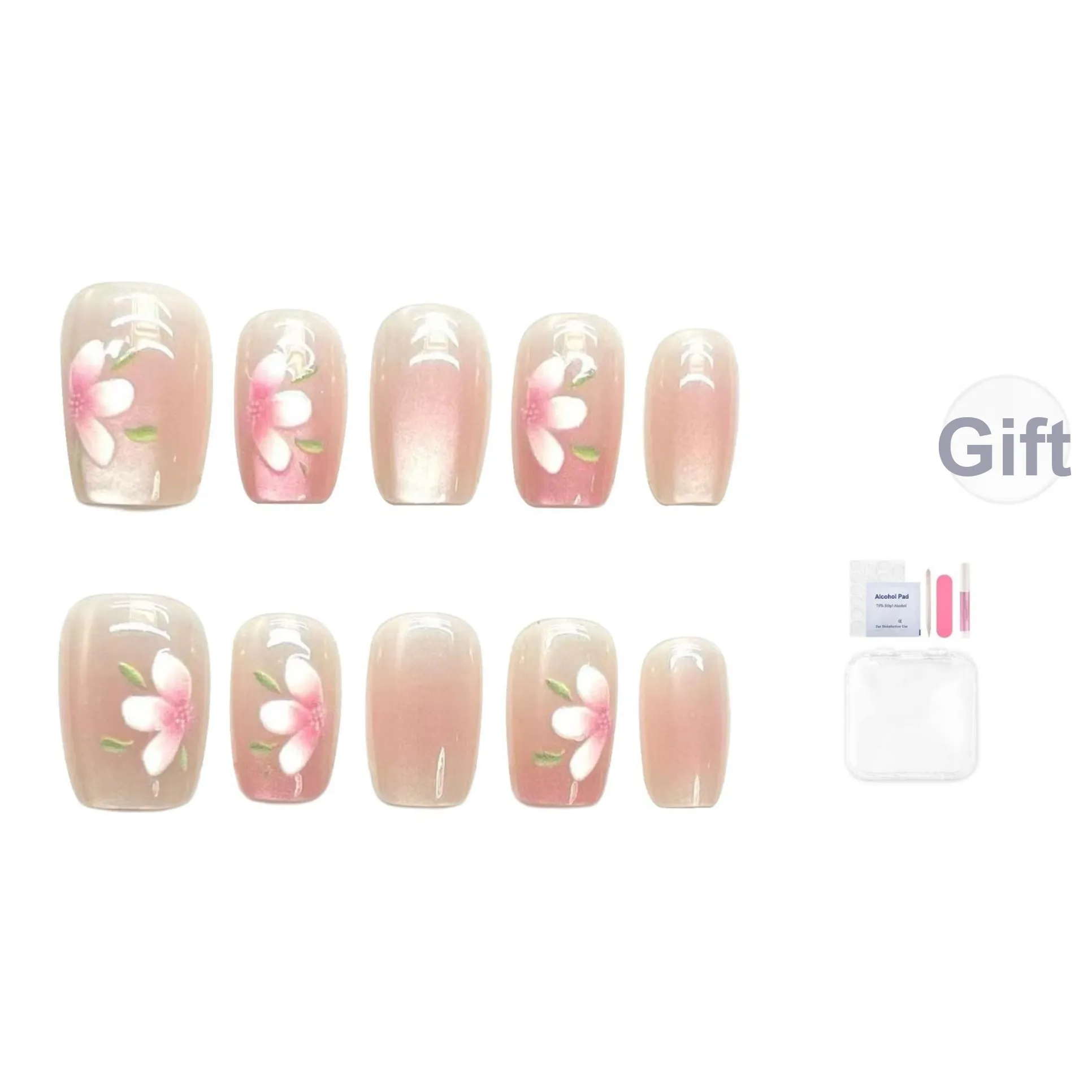 Yun Yue Joe Смешанный Градиентный Румяна Градиентный Цветочный False Nail Красота Патч Осветляющий Розовый Мягкий Короткий LADDER 15mm