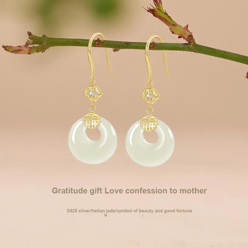MCK Earrings Pale Greenish White Jade Women's-1